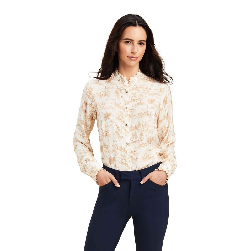 Blusas Ariat Clarion Kaki/Blancas Mujer - Chile 546-OUTGHV